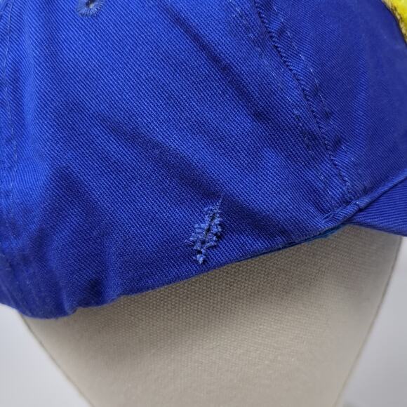 Smiley Logo Strapback Baseball Cap Blue One Size Adjustable Vented Holes 6 Panel - Picture 6 of 10